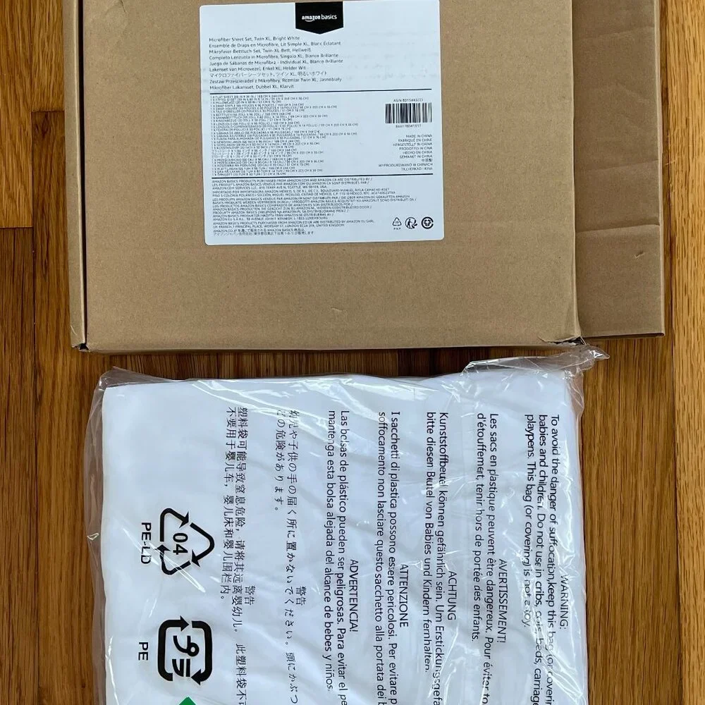 Amazon Basics Twin XL Sheet Set Bright White NIB Dorm Bedding